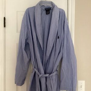 Men’s Polo by Ralph Lauren Blue and White Striped Robe